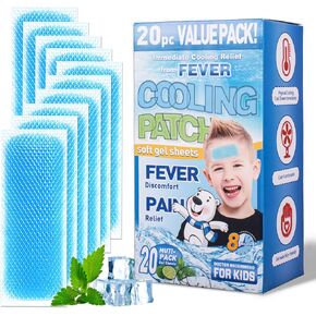 Cooling Gel Sheets for Forehead and Neck, Mint Scent - Single Pre-Moistened Patch 5 x 2 Inch, No Refrigeration Needed, Individually Wrapped, Non-Greasy, Portable for Adults and Kids in Saudi Arabia