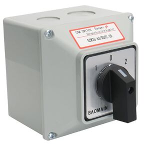 مفتاح تحويل دوار BAOMAIN 63A مع صندوق خارجي تيار متردد 660 فولت 3 أوضاع 2 مرحلة 8 محطات SZW26-63/D202.2D مفتاح كاميرا محدد عالمي للإغلاق، حزمة واحدة لنقل الطاقة والتحكم في المحرك 1-0-2 in Kuwait