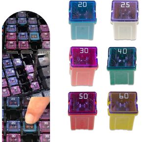 6 PCS Car Fuse Assortment, Box Shaped Automotive Fuse Kit, Vehicle Micro Fuses Assortment, Universal for Most Cars (20A 25A 30A 40A 50A 60A) in Kuwait