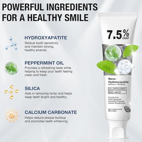 2PCS Nano Hydroxyapatite Toothpaste for Advanced Enamel Protection and Tooth Strengthening, Gentle and Effective Formula, Gentle Mint, Fresh Breath, Reduce Tooth Sensitivity in Saudi Arabia