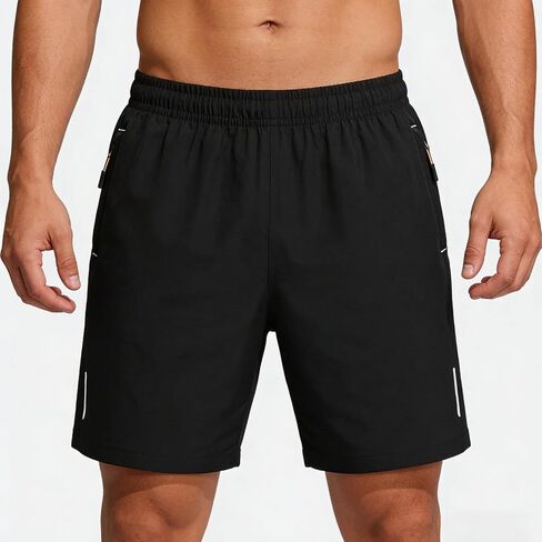 3 PCS Men's Sports Shorts with Zipper Pockets – Elastic Waist Casual Gym & Running Wear in Saudi Arabia