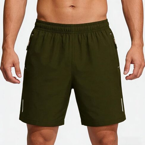 3 PCS Men's Sports Shorts with Zipper Pockets – Elastic Waist Casual Gym & Running Wear in Saudi Arabia