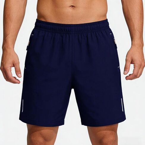 3 PCS Men's Sports Shorts with Zipper Pockets – Elastic Waist Casual Gym & Running Wear in Saudi Arabia