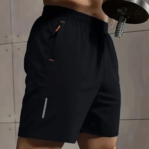 3 PCS Men's Sports Shorts with Zipper Pockets – Elastic Waist Casual Gym & Running Wear in Saudi Arabia