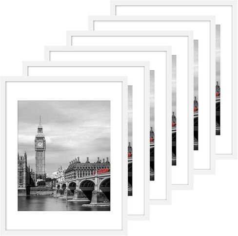 مجموعة إطارات ملصقات Fixwal مقاس 16 × 20 مكونة من 6 قطع مع زجاج بلاستيكي مقاوم للكسر، وحدود رفيعة وإطارات صور خفيفة الوزن للجدار، طبيعية in Kuwait