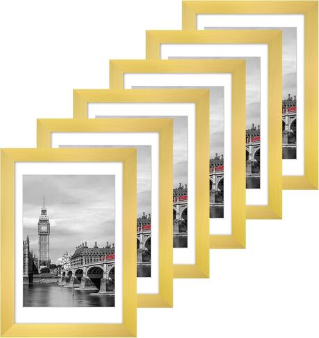 مجموعة إطارات ملصقات Fixwal مقاس 16 × 20 مكونة من 6 قطع مع زجاج بلاستيكي مقاوم للكسر، وحدود رفيعة وإطارات صور خفيفة الوزن للجدار، طبيعية in Kuwait