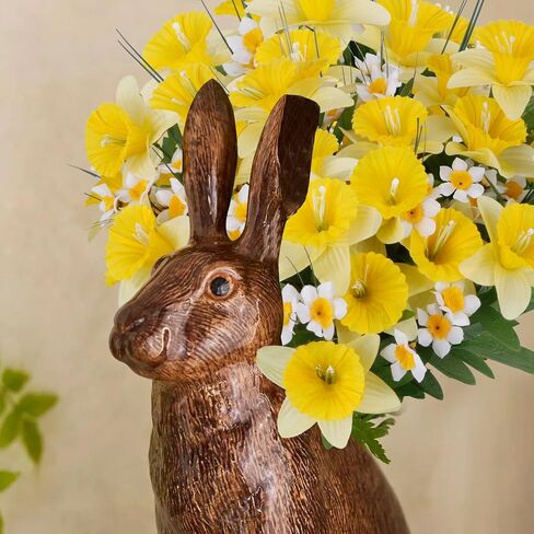 4PCS Artificial Daffodils Flowers 18" Tall Silk Narcissus Large Faux Spring Bouquet Fake Yellow Floral Table Arrangemet for Table Home Cemetery Wedding Garden Indoor Outdoor Decor in Saudi Arabia