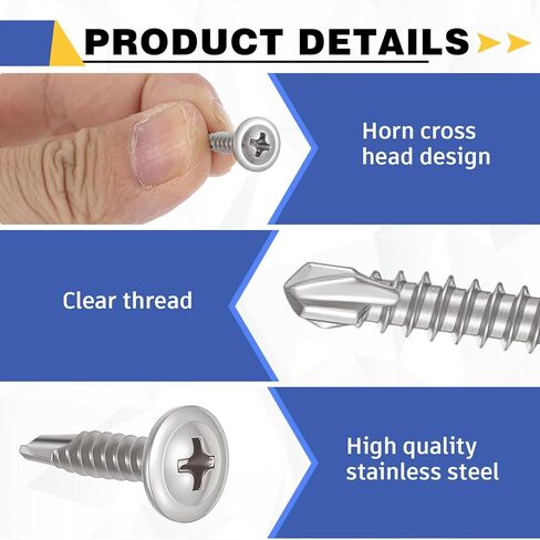 LEIFIDE 500pcs #8 x 3/4" Stainless Steel Self Tapping Screws, Phillips Drive Modified Truss Head, 410 Stainless Steel Sheet Metal Screws for Metal, Plastic, Wood in Saudi Arabia