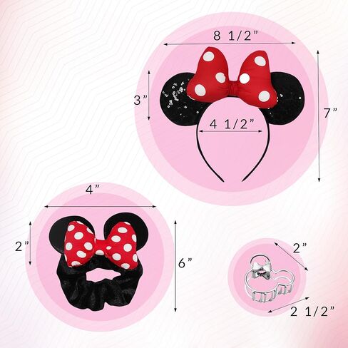 Styla Hair Mouse Ears 3Pc Set: Sequin Headband, Velvet Scrunchie, Clip - Mickey Mouse Ears Accessories for Women, Kids, Adults & Teens in Saudi Arabia