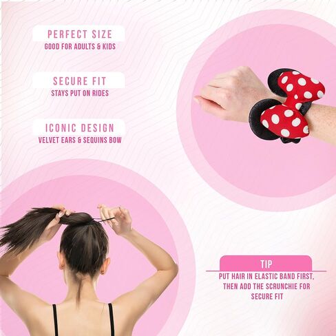 Styla Hair Mouse Ears 3Pc Set: Sequin Headband, Velvet Scrunchie, Clip - Mickey Mouse Ears Accessories for Women, Kids, Adults & Teens in Saudi Arabia