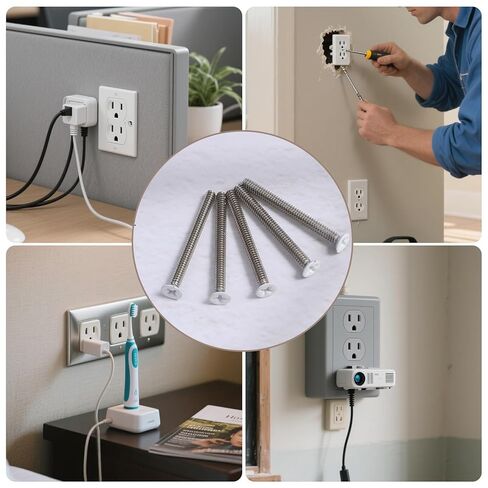 40Pcs Extra Long Outlet Screws, 6-32 x 1-1/2 Inch White Painted Flat Head Machine Screws Wall Plate Screws for Fix Repair Wonky and Sunken Outlet in Saudi Arabia
