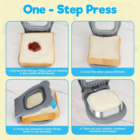 HOTEC Uncrustable Sandwich Maker, Crustless Sandwich Cutter and Sealer Food Grade Bread Cutter for Kids Lunch Box & Bento, Light Grey in Kuwait