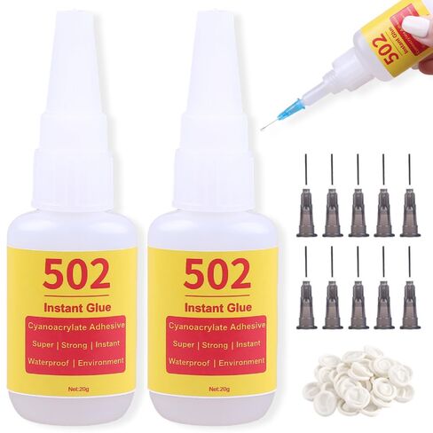 Super Glue Instant Extra Strong Cyanoacrylate 502 Adhesive Fast Dry, 2Pc 20g Transparent Glue for Plastics Wood Puzzle Jewelry Pearl Leather Metal Glass Rubber Silicone Ceramic Seconds Bonding Sealant in Saudi Arabia