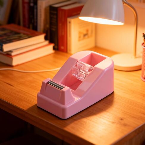XEUZK Desktop Tape Dispenser Kits with Weighted Nonskid Base Tape Dispenser- Includes 9 Rolls of Transparent Tape(0.71 Inch x 500 inches Each) & Pink Scissors, 2 Pcs Tweezers (Pink) in Saudi Arabia