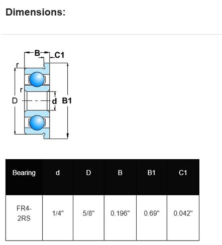 (6 لكل واحدة) محمل كروي شعاعي مختوم ذو حواف FR4-2RS 1/4 ID X 5/8 OD X 0.196 "W in Saudi Arabia