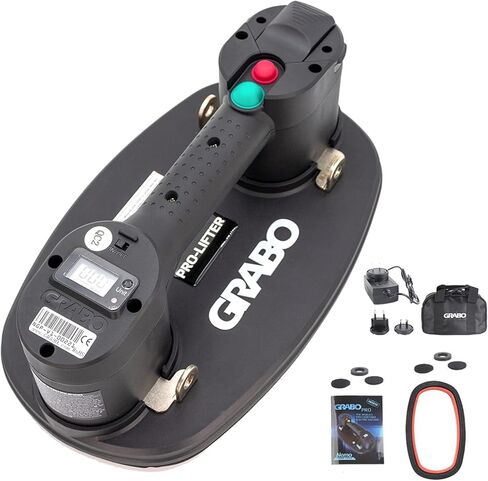 رافع كأس كهربائي محمول من GRABO Pro-Lifter 20 للجرانيت والبلاط والحجر والخشب والزجاج والأرصفة الخرسانية وأداة رفع الحوائط الجافة بوزن 375 رطلًا بحد أقصى in Saudi Arabia