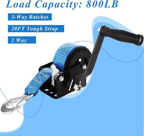 ونش مقطورة القارب 800 رطل ونش يدوي مع حزام 20 قدم، ونش قارب ونسبة 3.2:1 ترس، ونش كرنك يدوي عالي التحمل للمركبات ATVs والقوارب والمقطورات والشاحنات in Saudi Arabia
