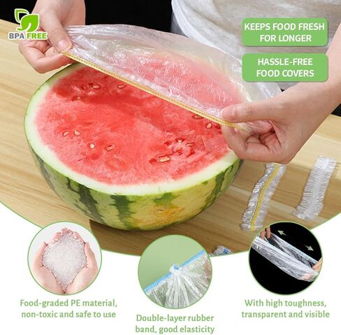 Plastic Bowl Covers, 100 PCS PE for Food Grade Food Covers, Elastic Bowl Covers for Bread Proofing, Reusable Plate Dish Cover, Stretchable Fresh Keeping Bags for Food Storage (100 pieces) in Saudi Arabia