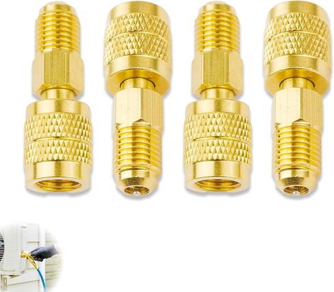 2 قطعة محول نحاسي للتبريد R32 R454B منخفض الخسارة 1/4 بوصة أنثى إلى 1/4 بوصة محول خيط عكسي ذكر تركيبات توصيل سريعة للخدمة الشاقة HVAC لخزانات التبريد R32 R454B أنظمة تقسيم صغيرة (2) in Kuwait