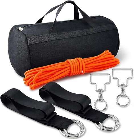 2-Horse Highline Kit Swivel Horse Camping Tie Line Kit Include 49 ft 3/8" Orange Nylon Rope, 2 Stainless Steel Swivels, 2 Tree Saver Straps and Carry Storage Bag in Saudi Arabia