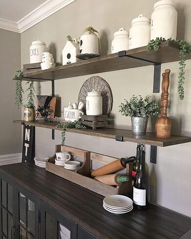 Heavy-Duty Shelf Brackets - Premium Construction Grade 1/4" (6mm) Thick Steel - Matte Black Iron Finish for Modern Farmhouse Rustic Open Shelving w/ Hardware, 4-Pack (L Bracket w/Lip, 11.25"x6") in Saudi Arabia
