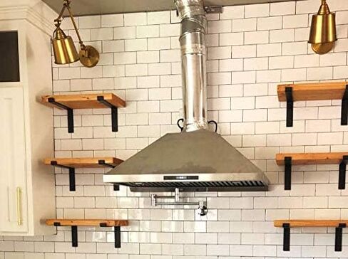Heavy-Duty Shelf Brackets - Premium Construction Grade 1/4" (6mm) Thick Steel - Matte Black Iron Finish for Modern Farmhouse Rustic Open Shelving w/ Hardware, 4-Pack (L Bracket w/Lip, 11.25"x6") in Saudi Arabia