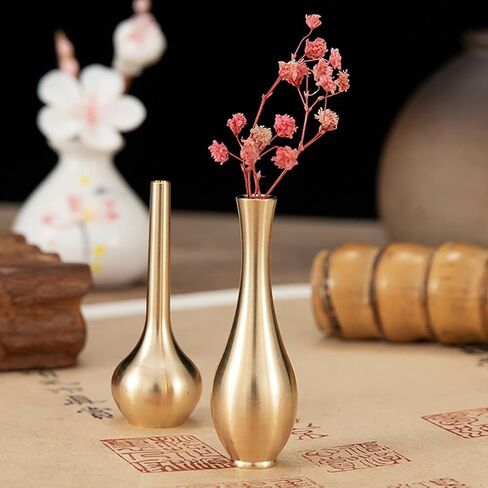 1pcs 60mm/2.3inch Mini Pure Copper Vase Decoration,Small Flower Ornaments Container,Antique Vase for Home Decor（A） in Saudi Arabia