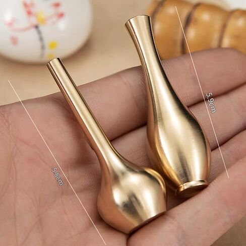 1pcs 60mm/2.3inch Mini Pure Copper Vase Decoration,Small Flower Ornaments Container,Antique Vase for Home Decor（A） in Saudi Arabia