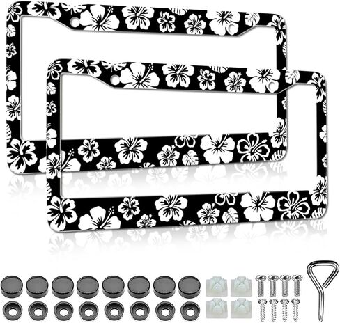 Black Leopard Cheetah Print License Plate Frames- 2 Pack Black Animal Print Aluminum Metal License Plate Frame Holder Covers, Rust-Proof Waterproof Car Decorative Tag Frames for Standard US 12x6 Inch in Saudi Arabia