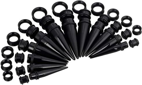 Oyaface Small Big Gauges Kit Ear Stretching 00G-20mm Acrylic Taper Plug Tunnels Piercing Kits in Kuwait