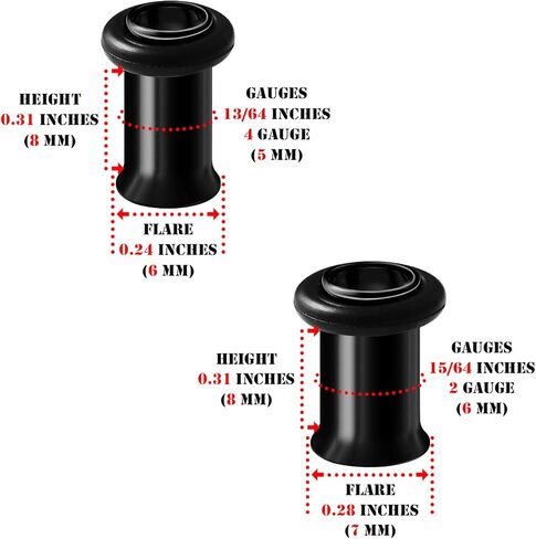 BIG GAUGES 2 Pairs Stainless Steel Single Flared Tunnel O-Ring Piercing Jewelry Two Size Stretcher Black Ear Plug Earring Lobe in Saudi Arabia