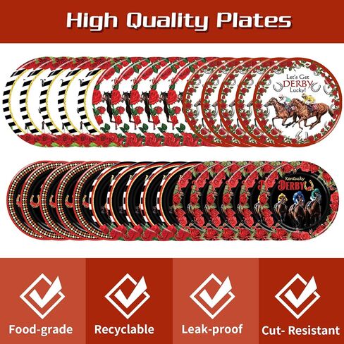 Race Party Tableware Set Horse Race 120pcs Disposable Paper Plates and Napkins for Race Party Decorations Cups for The Race Day Decor, Serve 30 in Saudi Arabia