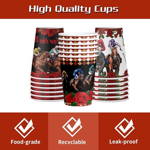 Race Party Tableware Set Horse Race 120pcs Disposable Paper Plates and Napkins for Race Party Decorations Cups for The Race Day Decor, Serve 30 in Saudi Arabia