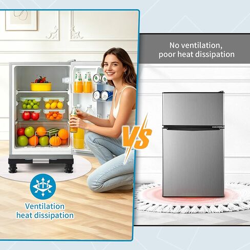 I'SMARTMOON Mini-Fridge-Stand 4 Strong Feet，Adjustable Dolly Washing Machine Stand Base，plant stand，for Furniture Portable Refrigerator Dryer Stand (Black 4-feet Bold) in Saudi Arabia