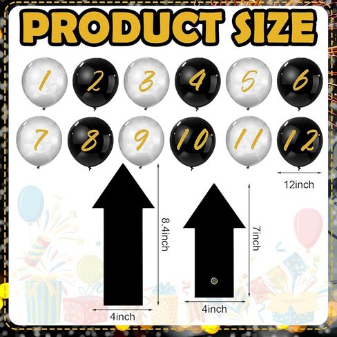 14 Pcs New Year Eve Party Decor Kit Wall Clock Countdown Balloons Set with Confetti Inside, Multicolor Numbers a Full Countdown Celebration Picture Ready Wall for Year End Decor Celebration in Saudi Arabia
