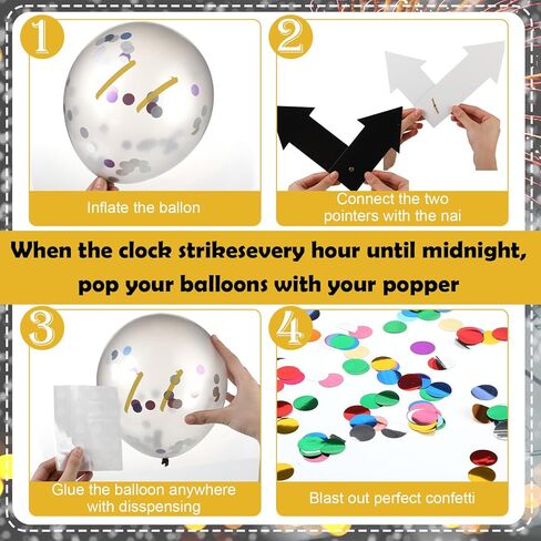 14 Pcs New Year Eve Party Decor Kit Wall Clock Countdown Balloons Set with Confetti Inside, Multicolor Numbers a Full Countdown Celebration Picture Ready Wall for Year End Decor Celebration in Saudi Arabia