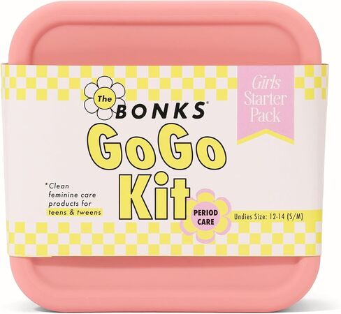 مجموعة BONKS GoGo - مجموعة الفترة الأولى - مجموعة أدوات بداية فترة توين - مجموعة الطوارئ للفتيات - مجموعة النظافة الأساسية - تتضمن الفوط والسدادات القطنية والملابس الداخلية والمزيد - صغير/متوسط ​​(12-14) in Saudi Arabia
