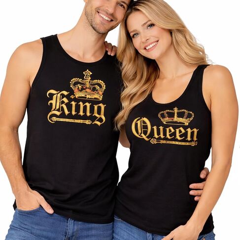 قمصان بدون أكمام متطابقة للزوجين King and Queen من CRAZYDAISYWORLD in Kuwait