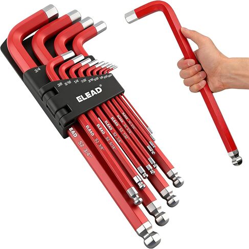 مجموعة مفاتيح ربط سداسي جامبو من ELEAD | 13 قطعة SAE 5/64"-3/4" | نهاية كروية طويلة متينة S2 | 4 بوصة - 13.5 بوصة طول | سيارات | ميكانيكي | اثاث | أدوات الصف المهنية in Kuwait