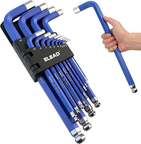 مجموعة مفاتيح ربط سداسي جامبو من ELEAD | 13 قطعة SAE 5/64"-3/4" | نهاية كروية طويلة متينة S2 | 4 بوصة - 13.5 بوصة طول | سيارات | ميكانيكي | اثاث | أدوات الصف المهنية in Kuwait