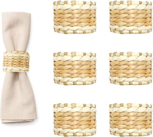 Set of 6 Handmade Farmhouse Napkin Rings – Rustic Woven Design for Fall, Thanksgiving, Christmas, New Year’s Eve & Easter (Set of 6) in Saudi Arabia