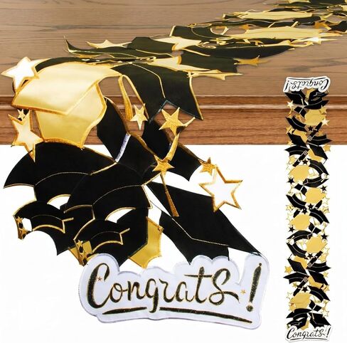 Moukeren Graduation Table Runner Delicate Graduation Table Decorations Graduation 2026 Decorations Black and Gold Graduation Grad Cap Decorations, 15.4 x 69.3 Inch in Saudi Arabia