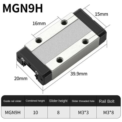 MGN7H MGN7C MGN9H MGN9C MGN12H MGN12C MGN15H MGN15C Miniature Linear Guide Block 1Pcs(MGN9H) in Saudi Arabia