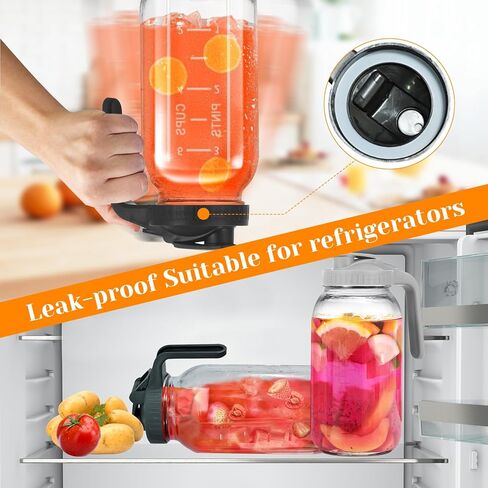 2 Pack Glass Pitchers with Lid, 64 oz Sun Tea Pitcher, Half Gallon Mason Jar Pitcher with Wide Mouth Airtight Lid for Ice Tea, Cold Brew Coffee, Fridge Water, Milk, Juices, Leak Proof Water Jug in Saudi Arabia