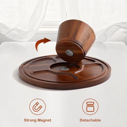 Acacia Wood Cake Stand with Glass Lid – 12" Magnetic Base, Detachable Serving Tray for Cake, Cheese, Charcuterie, Snacks & Desserts – Wooden Cake Holder for Parties & Kitchen Display in Saudi Arabia