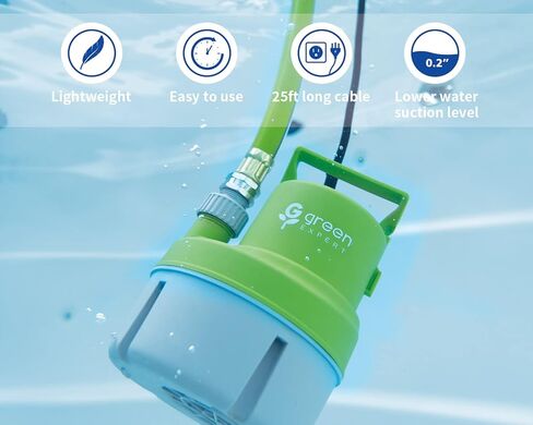 Green Expert Handy Utility Pump Submersible 1/6HP, 25-Foot Long Power Cord, Easy to Remove Water in Pools Hot Tub Flooded House Garden Pond Tankless Heater, Small Backup Pump for Household Drainage in Saudi Arabia