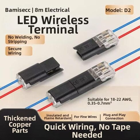 50pcs Double Wire Plug in Connector with Locking Buckle, Quick-Clip Fasteners Multi-Purpose Snap-On Blocks for Strip Lights DIY Crafting, Low-Voltage Decor & Model Kits 2 Pin in Saudi Arabia
