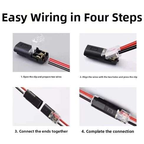 50pcs Double Wire Plug in Connector with Locking Buckle, Quick-Clip Fasteners Multi-Purpose Snap-On Blocks for Strip Lights DIY Crafting, Low-Voltage Decor & Model Kits 2 Pin in Saudi Arabia