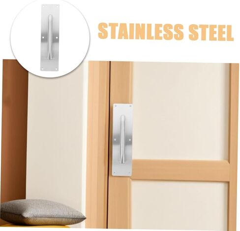 jojofuny 2pcs Stainless Steel Barn Door Handle Pulls Fire Door Pull Handles for Home Office Plate Heavy Duty in Saudi Arabia