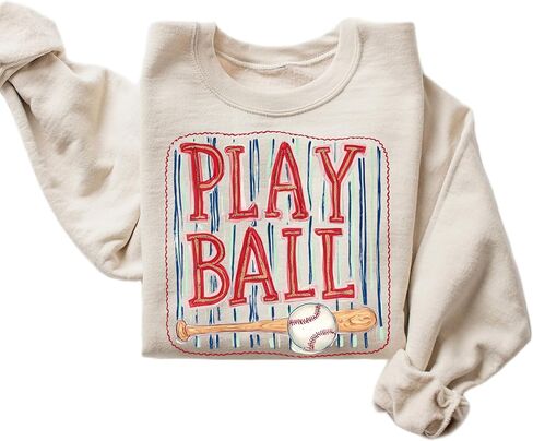 Play Ball Sweatshirt - بلوفر بياقة دائرية برسومات بيسبول كلاسيكية in Kuwait